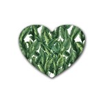 Green banana leaves Rubber Heart Coaster (4 pack)
