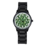 Green banana leaves Stainless Steel Round Watch
