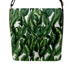 Green banana leaves Flap Closure Messenger Bag (L)