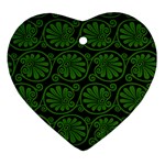 Green Floral Pattern Floral Greek Ornaments Ornament (Heart)