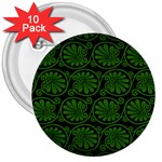 Green Floral Pattern Floral Greek Ornaments 3  Buttons (10 pack) 