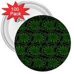 Green Floral Pattern Floral Greek Ornaments 3  Buttons (100 pack) 