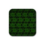 Green Floral Pattern Floral Greek Ornaments Rubber Square Coaster (4 pack)