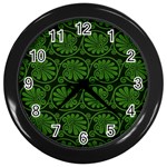 Green Floral Pattern Floral Greek Ornaments Wall Clock (Black)
