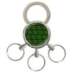 Green Floral Pattern Floral Greek Ornaments 3-Ring Key Chain