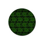 Green Floral Pattern Floral Greek Ornaments Rubber Round Coaster (4 pack)