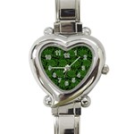 Green Floral Pattern Floral Greek Ornaments Heart Italian Charm Watch