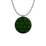 Green Floral Pattern Floral Greek Ornaments 1  Button Necklace