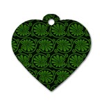 Green Floral Pattern Floral Greek Ornaments Dog Tag Heart (One Side)