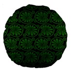 Green Floral Pattern Floral Greek Ornaments Large 18  Premium Round Cushions