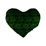 Green Floral Pattern Floral Greek Ornaments Standard 16  Premium Flano Heart Shape Cushions