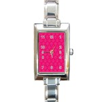 Pink Pattern, Abstract, Background, Bright Rectangle Italian Charm Watch