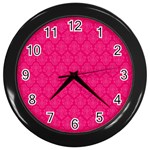 Pink Pattern, Abstract, Background, Bright Wall Clock (Black)