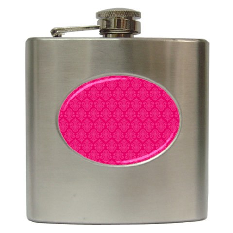 Pink Pattern, Abstract, Background, Bright Hip Flask (6 oz) from UrbanLoad.com Front