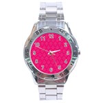 Pink Pattern, Abstract, Background, Bright Stainless Steel Analogue Watch