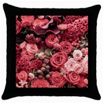 Pink Roses Flowers Love Nature Throw Pillow Case (Black)