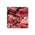 Pink Roses Flowers Love Nature Square Magnet