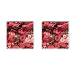 Pink Roses Flowers Love Nature Cufflinks (Square)