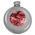 Pink Roses Flowers Love Nature Round Hip Flask (5 oz)