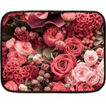 Pink Roses Flowers Love Nature Two Sides Fleece Blanket (Mini)