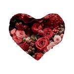 Pink Roses Flowers Love Nature Standard 16  Premium Heart Shape Cushions