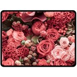 Pink Roses Flowers Love Nature Two Sides Fleece Blanket (Large)