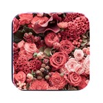 Pink Roses Flowers Love Nature Square Metal Box (Black)