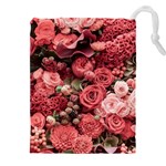 Pink Roses Flowers Love Nature Drawstring Pouch (4XL)