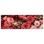 Pink Roses Flowers Love Nature Banner and Sign 12  x 4 