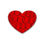Red Background Wallpaper Rubber Heart Coaster (4 pack)