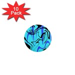 Mint Background Swirl Blue Black 1  Mini Magnet (10 pack) 