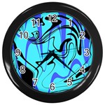 Mint Background Swirl Blue Black Wall Clock (Black)