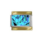 Mint Background Swirl Blue Black Gold Trim Italian Charm (9mm)
