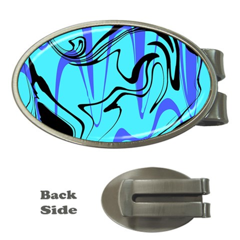 Mint Background Swirl Blue Black Money Clips (Oval)  from UrbanLoad.com Front