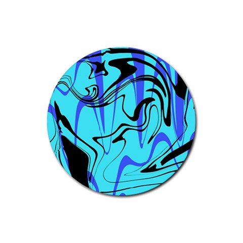 Mint Background Swirl Blue Black Rubber Round Coaster (4 pack) from UrbanLoad.com Front