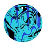Mint Background Swirl Blue Black Round Ornament (Two Sides)