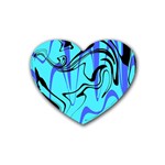 Mint Background Swirl Blue Black Rubber Coaster (Heart)