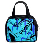 Mint Background Swirl Blue Black Classic Handbag (Two Sides)