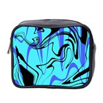 Mint Background Swirl Blue Black Mini Toiletries Bag (Two Sides)