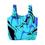 Mint Background Swirl Blue Black Full Print Recycle Bag (M)