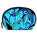 Mint Background Swirl Blue Black Accessory Pouch (Large)