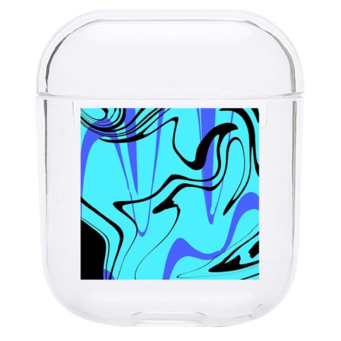 Mint Background Swirl Blue Black Hard PC AirPods 1/2 Case from UrbanLoad.com Front