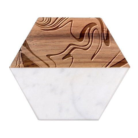 Mint Background Swirl Blue Black Marble Wood Coaster (Hexagon)  from UrbanLoad.com Front