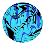 Mint Background Swirl Blue Black Round Glass Fridge Magnet (4 pack)