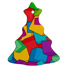 Abstract Cube Colorful  3d Square Pattern Christmas Tree Ornament (Two Sides) from UrbanLoad.com Front