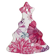 Violet Floral Pattern Christmas Tree Ornament (Two Sides) from UrbanLoad.com Front