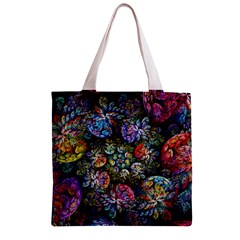Floral Fractal 3d Art Pattern Zipper Grocery Tote Bag from UrbanLoad.com Back