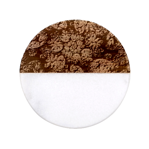Floral Fractal 3d Art Pattern Classic Marble Wood Coaster (Round)  from UrbanLoad.com Front