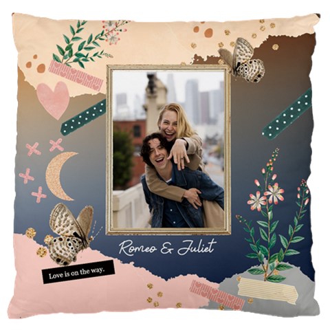 Personalized Couple Name Collage Style Large Blanket Standard Premium Plush Fleece Cushion Case (Two Sides) from UrbanLoad.com Front