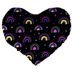 Wallpaper Pattern Rainbow Large 19  Premium Flano Heart Shape Cushions from UrbanLoad.com Back